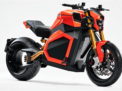 Una moto eléctrica con el motor integrado en la rueda trasera